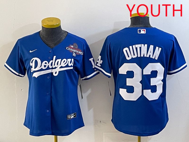 Youth Los Angeles Dodgers #33 Outman Blue Game 2025 Nike MLB Jersey style 4->youth mlb jersey->Youth Jersey